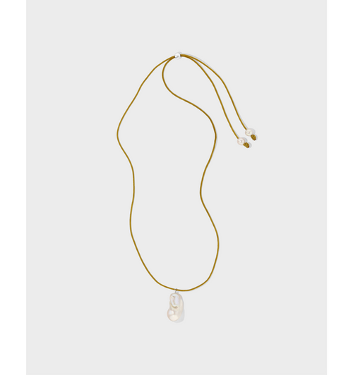 Floating Pearl Necklace Tan Cord