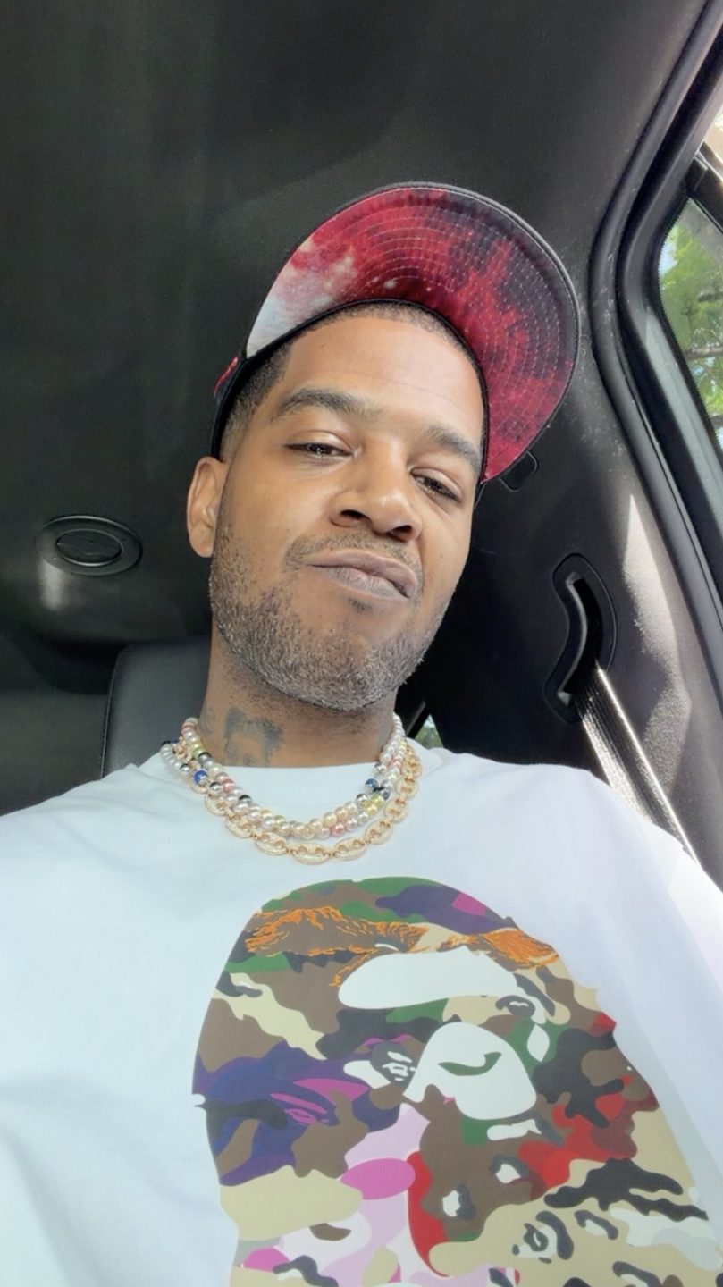 Kid Cudi wearing the Multi Color Pearl Necklace and the H20 Pearl Necklace