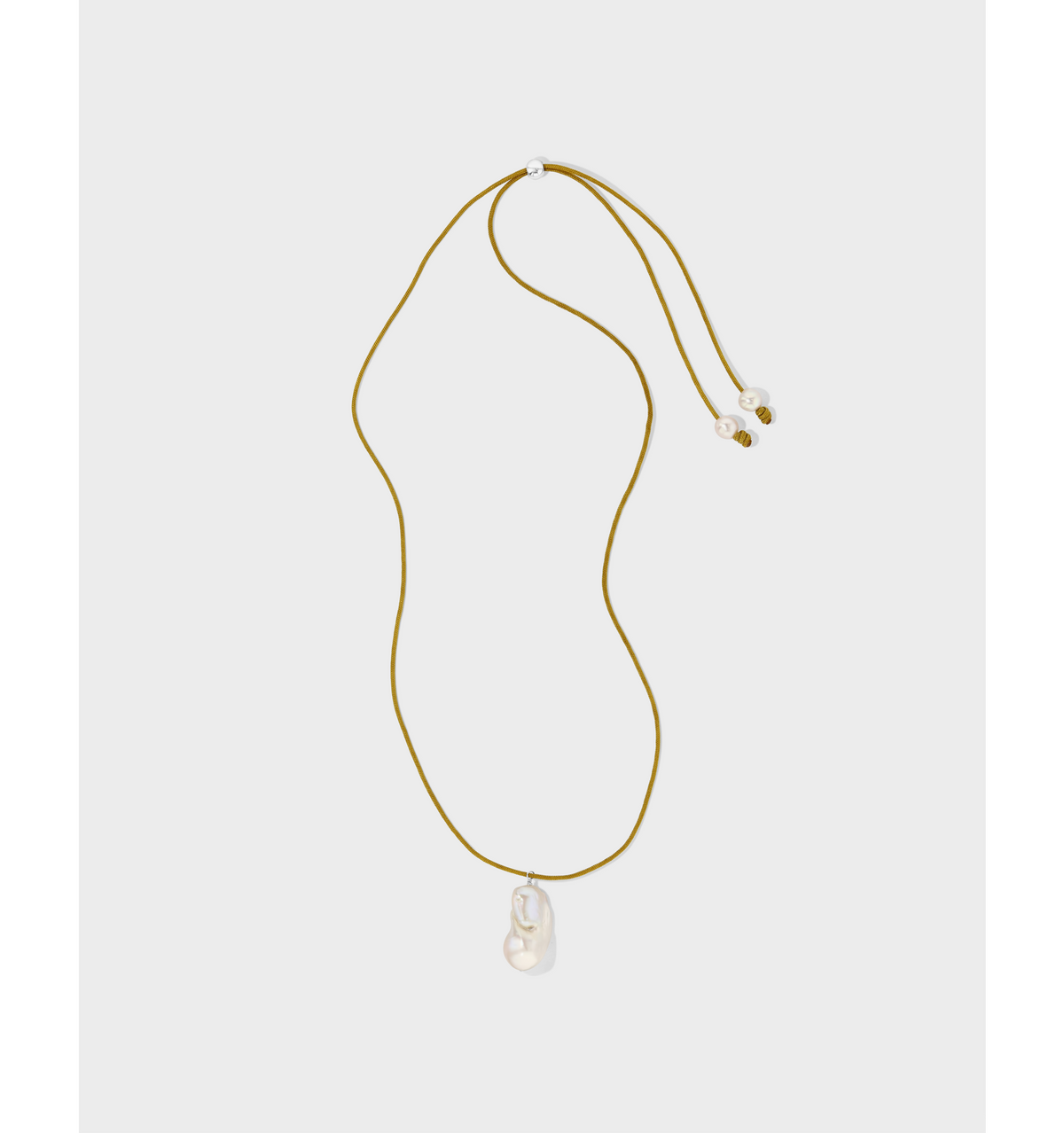 Floating Pearl Necklace Tan Cord