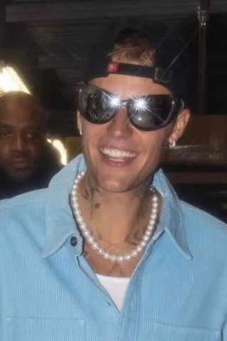 Justin Bieber wearing the Jumbo White Pearl Necklace