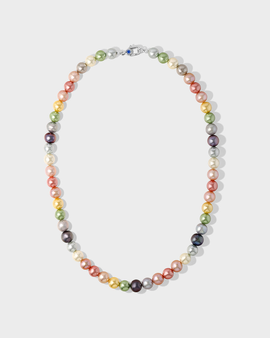 Multi Color Pearl Necklace - Silver