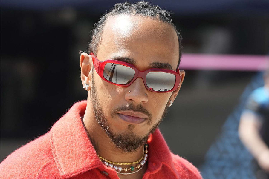 Lewis Hamilton wearing the Tradition Necklace with a gold chain