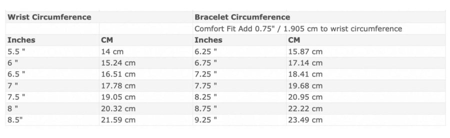 Bracelet size guide